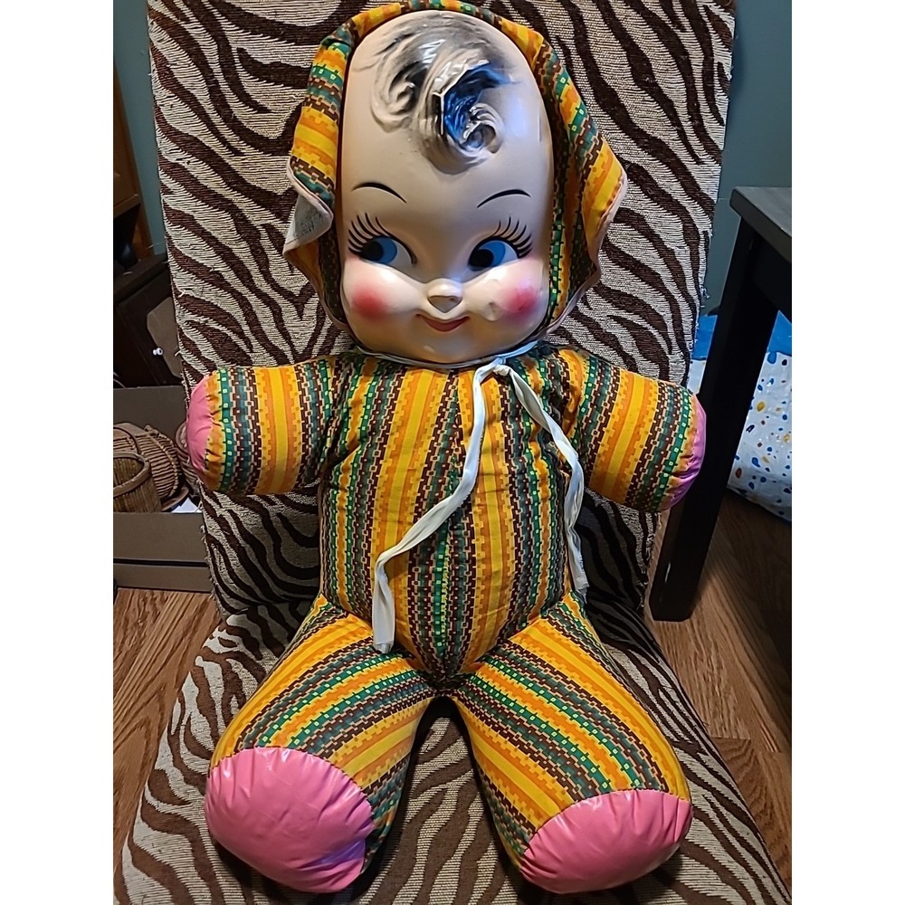 Rare 1950s VINTAGE Carnival Prize  24" Pixie Doll Kewpie‎ Plastic Face